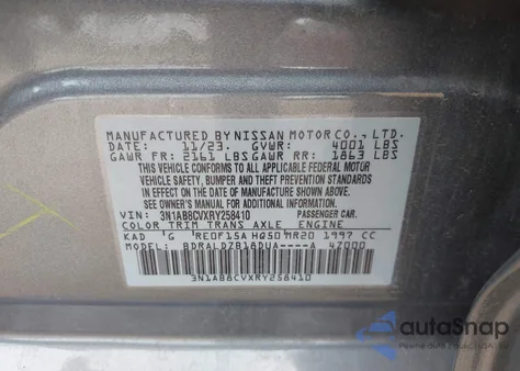 2024 Nissan Sentra Sv Xtronic Cvt from USA, damaged, VIN 3N1AB8CVXRY258410